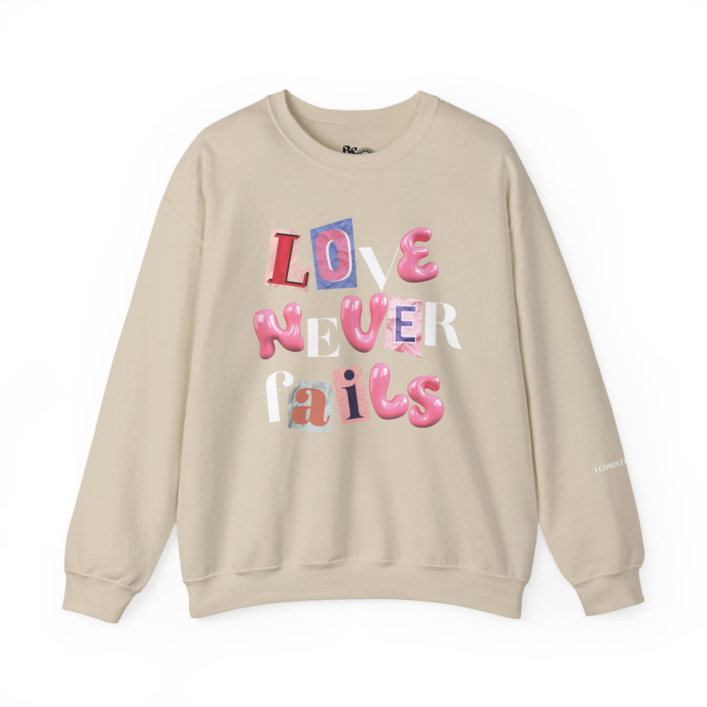 Love Never Fails Sweatshirt
Christian Unisex Apparel
